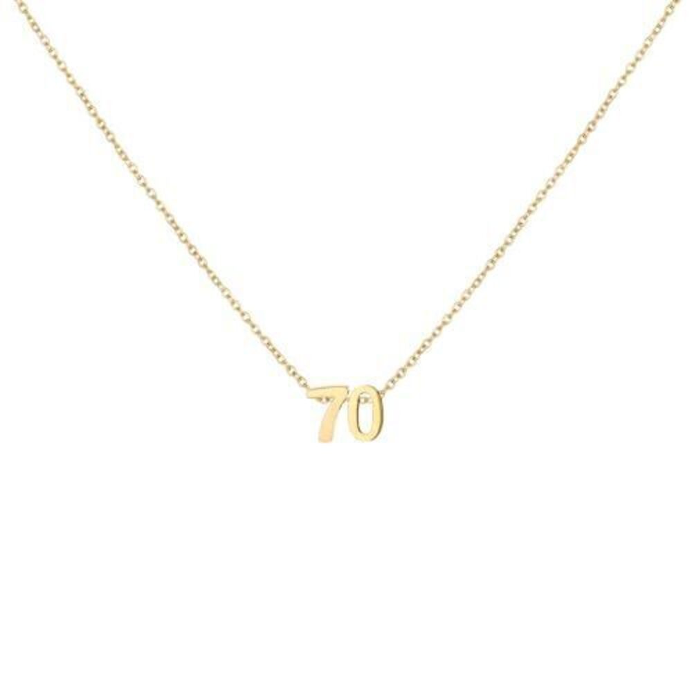 9144 18K Gold Plated Number 70 Necklace Dainty Pendant Chain Necklace
